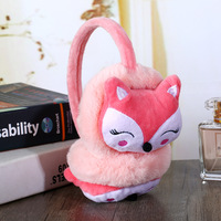 Cartoon Fox ciepłe nauszniki plusz gruby miękki regulowany osłona uszu dla dzieci Kawaii pałąk nauszniki zimowe zewnątrz cieplej słuchawki 1